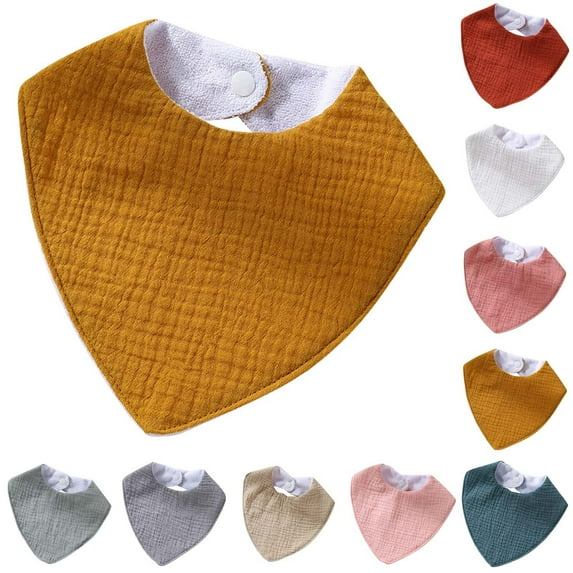 Zwiiyzr Baby Bandana Cotton Drooling Bibs Soft Solid Infant Bib Adjustable Snaps Saliva Towels for Toddler 0-36 Months White-D