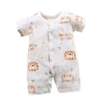 thumbnail image 1 of Zwiiyzr Baby Boy Girl Onesie Short Sleeve Button Rompers Infant Cotton Comfy Summer Jumpsuit Orange, 1 of 3