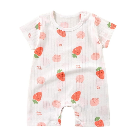 Zwiiyzr Baby Boy Girl Soft Romper Jumpsuits Summer Short Sleeve Breathable Newborn Clothes Unisex 3-12 Months White
