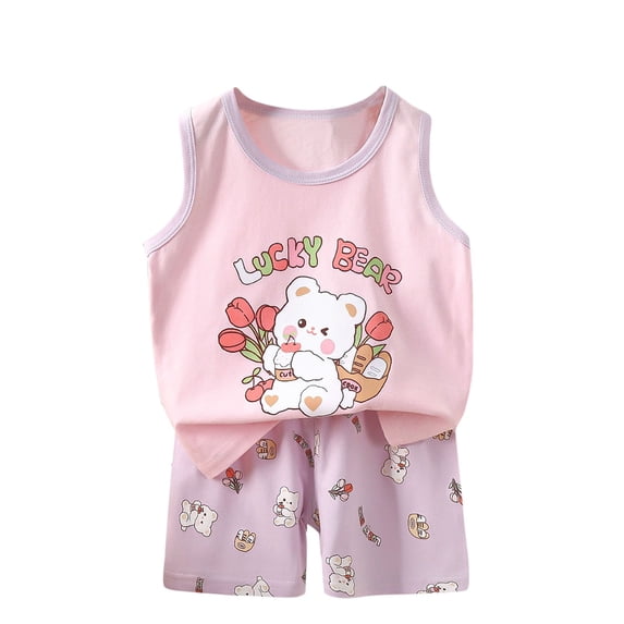 Zwiiyzr Baby Boys Girls Summer Outfit Sleeveless T-Shirt and Shorts Set 2Pcs for 6 Months-6 Years