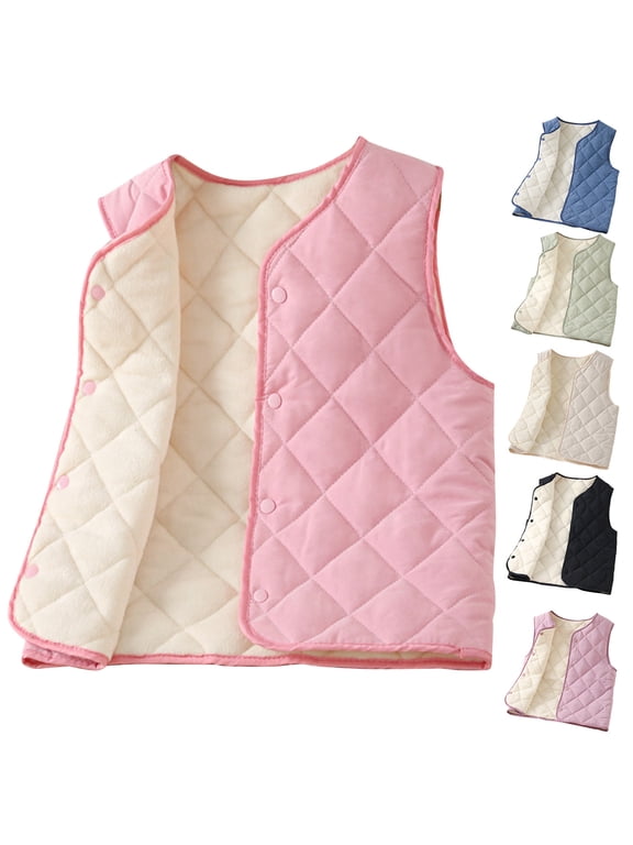 Baby Boys Girls Warm Vest Sleeveless Padded Waistcoat with Snap Closure for Kids 2-9Y