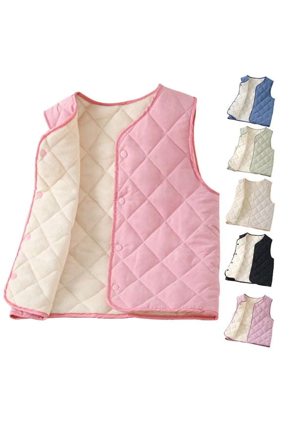 Baby Boys Girls Warm Jacket Cotton Vest Sleeveless Spring Fall Unisex Infant Toddler Padded Waistcoat 2-9Y Beige