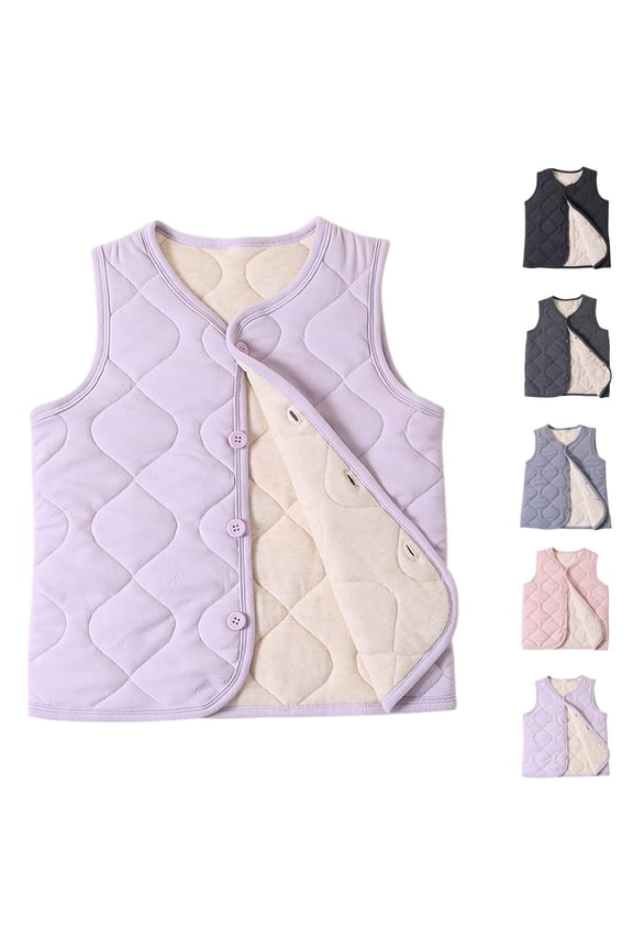Baby Boys Girls Warm Jacket Cotton Vest Sleeveless Spring Fall Unisex Infant Toddler Padded Waistcoat 8-15Y Black