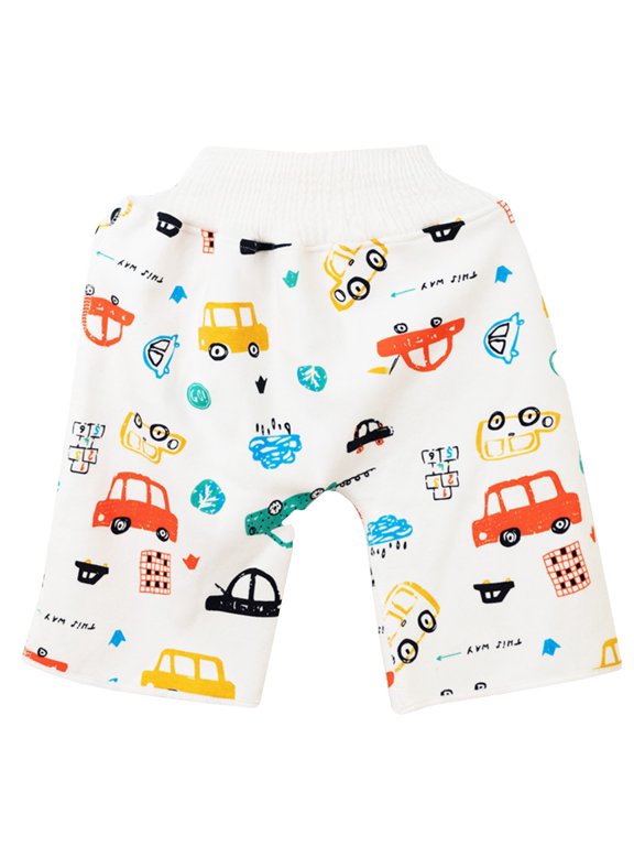 Baby Clothes Cartoon Waterproof Diaper Pants Potty Training Comfy Cloth Diaper Skirt for Baby Boy and Girl Night Time White