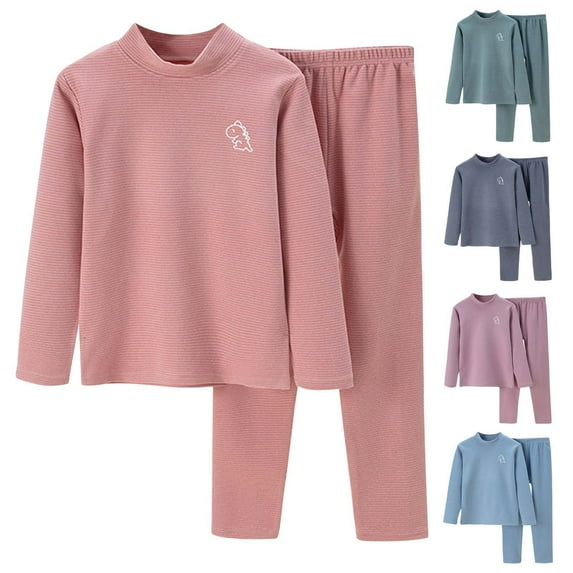 Zwiiyzr Baby Clothes Thermal Underwear for Toddler Fleece Long Johns High Neck Shirt and Pants Set for Boys Girls Winter Fall Warm Clothes 2-9Y Dark Gray