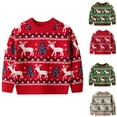 thumbnail image 1 of Zwiiyzr Baby Girl Boy Knit Christmas Sweater Blouse Toddler Pullover Sweatshirt Crewneck Long Sleeve Tops for Kids Fall Winter Clothes Knitwear 2-7Y Brown, 1 of 6