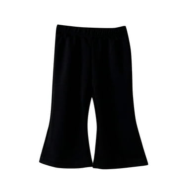 Zwiiyzr Baby Girl Flare Pants Toddler Solid Cotton Ruffle Bell Bottoms Pants Trousers Fall Outfits 0-3T Black