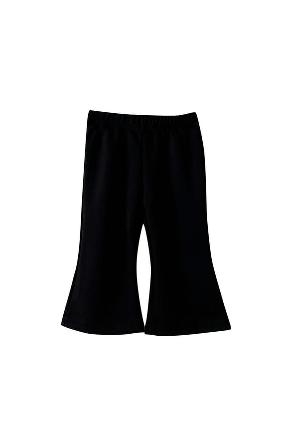 Baby Girl Flare Pants Toddler Solid Cotton Ruffle Bell Bottoms Pants Trousers Fall Outfits 0-3T Black