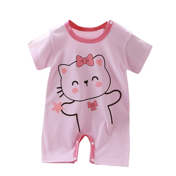Zwiiyzr Baby Girl Soft Romper Jumpsuits Summer Newborn Cotton Short Sleeve Thin Baby Onesie Baby Clothes Pink