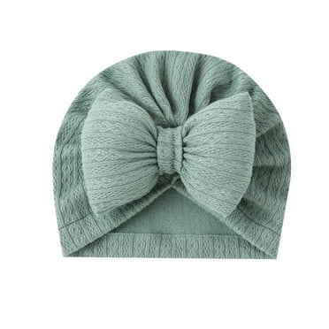 Zwiiyzr Baby Girl Turban Newborn Beanies Hat Top Bowknot Head Wrap Beanie Infant Girls Headwraps Toddler Kids Hats 0-3 Years Green
