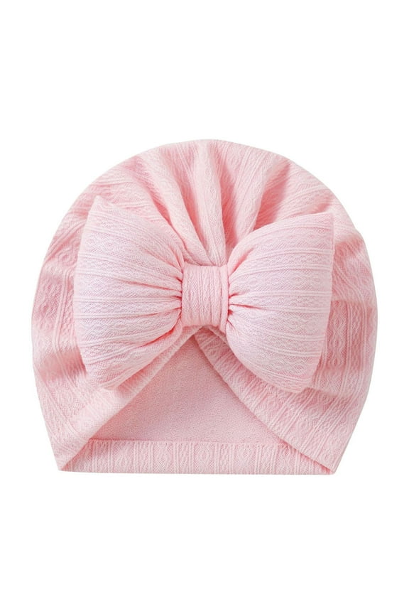 Zwiiyzr Baby Girl Turban Newborn Beanies Hat Top Bowknot Head Wrap Beanie Infant Girls Headwraps Toddler Kids Hats 0-3 Years Pink