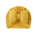 thumbnail image 1 of Zwiiyzr Baby Girl Turban Newborn Beanies Hat Top Bowknot Head Wrap Beanie Infant Girls Headwraps Toddler Kids Hats 0-3 Years Yellow, 1 of 4