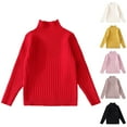 thumbnail image 1 of Zwiiyzr Baby Girls Warm Knit Sweater Basic Solid Pullover Long Sleeve Soft Turtleneck High Neck Kids Fall Sweater Base Tops 3-11Y Pink, 1 of 3