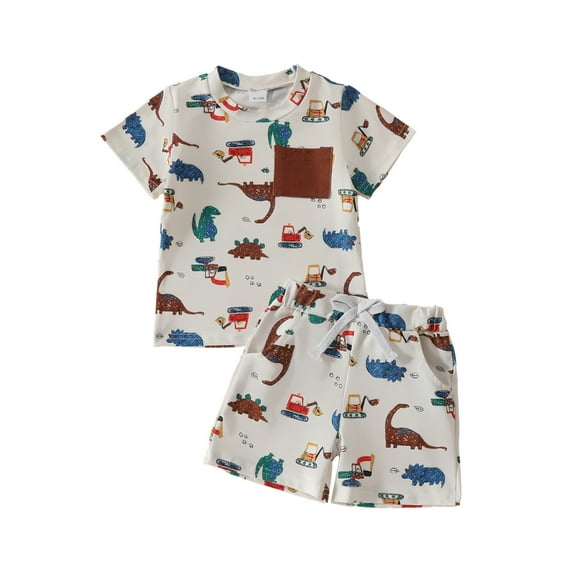 Zwiiyzr Baby Toddler Outfit 2-Piece Set (6M-4T) - Baseball Tee & Plaid Shorts, Breathable Cotton Summer Clothes for Boys & Girls, Casual Playwear White