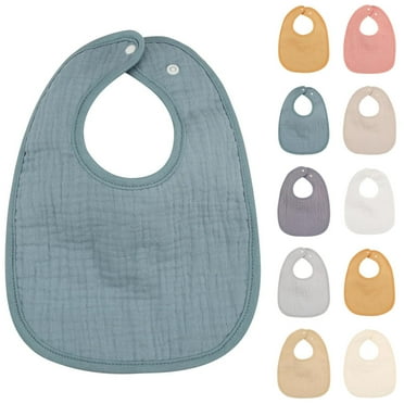 Zwiiyzr Baby and Toddler Cotton Baby Bibs for Boys Girls Baby Bib for Drooling and Teething, Solid Absorbent Bandana Bibs Khaki