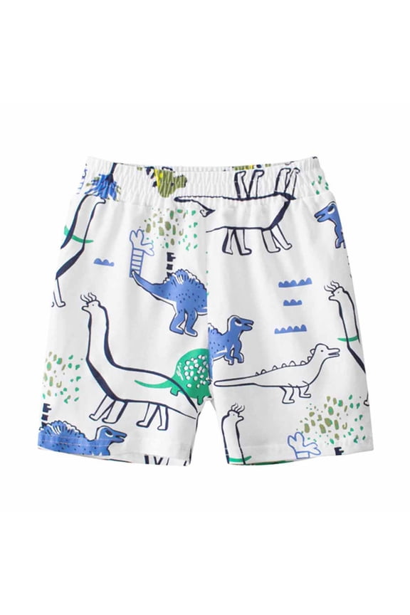 Boy's Summer Dinosaur Cartton Elastic Waist Lounge Shorts Casual Sleepwear Shorts 1-9 Years Blue