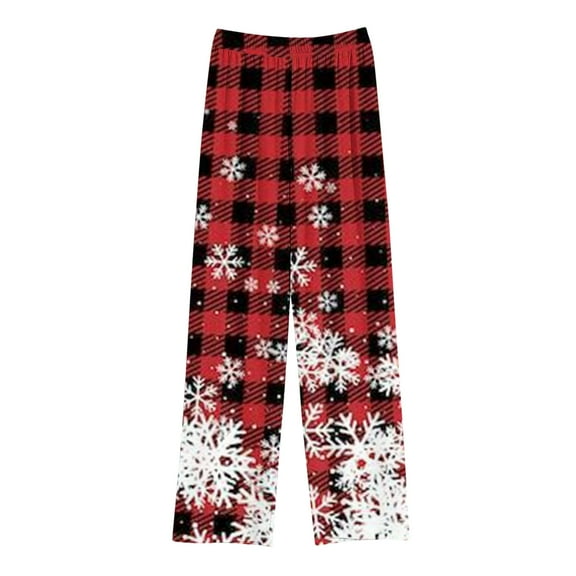 Zwiiyzr Boys Girls Pajama Pants Christmas Printed Long Sleep Pants Soft Elastic Waist Kids Pajama Bottoms Plaid Lounge Pants with 2 Pockets 4-14 Years Red