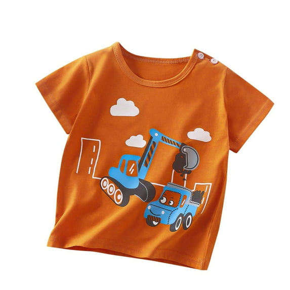 Zwiiyzr Boys Girls Shirts Short Sleeve Shirts Cotton T-Shirts Kids Toddler Tshirts Tees Baby Clothes Summer Tops 6 Months-6 Years Orange