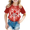 thumbnail image 1 of Zwiiyzr Boys Girls T-Shirt "Happy Day Canada Day" Graphic Summer Crewneck Short Sleeve Printed Tee Shirt Tops for Kids Teens 3-12 Years Red, 1 of 3