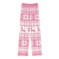 thumbnail image 1 of Zwiiyzr Christmas Snowflake Print Long Pants for Boys and Girls Elastic Waist Straight Leg Comfortable Lounge Pajama Trousers with Pockets Toddler To Big Kid Sizes 4-14Y Pink, 1 of 3