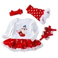 thumbnail image 1 of Zwiiyzr My First Christmas Outfit Newborn Infant Baby Girls Long Sleeve Romper Princess Letter Tutu Dress Shoes Four Piece Set Outfits Fall Winter Baby Clothes, 1 of 3