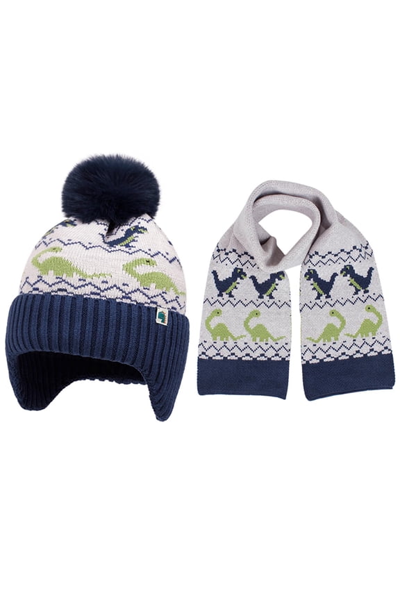 Zwiiyzr Girls Boys Baby Beanie Fleece Lined Toddler Winter Hat with Ear Flaps Warm Hats Cute Beanies for Kids 1-15 Years Navy