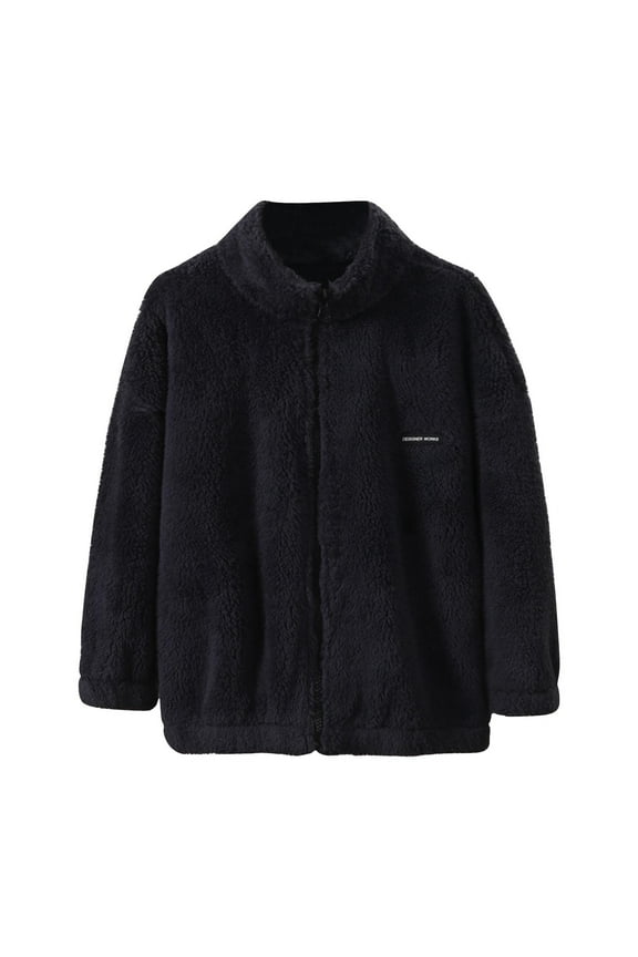 Girls Boys and Toddlers Polar Fleece Jacket Solid Color Full-Zip Mock Thick Warm Fleece Lined Coat with Pockets for Children 3-14 Years Dark Gray