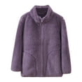 thumbnail image 1 of Zwiiyzr Girls Boys and Toddlers Polar Fleece Jacket Full-Zip Mock Thick Warm Fleece Lined Coat with Pockets for Children 3-16 Years Purple, 1 of 3