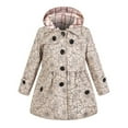 thumbnail image 1 of Zwiiyzr Girls Faux Fur Hooded Padded Parka Winter Coat Floral Print Detachable Hood Warm Jacket for Daily Wear School, 1 of 3