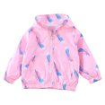thumbnail image 1 of Zwiiyzr Girls Feather Print Hooded Zip Up Windbreaker Jacket Lightweight for Spring Fall Daily Wear, 1 of 3