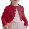 thumbnail image 1 of Zwiiyzr Girls Long Sleeve Shrug Knit Cardigan Childrens Bolero Dress Sweater Toddler Shawl Cover Up for 1-9Y Burgundy, 1 of 9