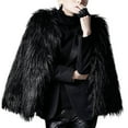 thumbnail image 1 of Zwiiyzr Girls Open Front Cardigan Faux Fur Coat Warm Fuzzy Trendy Winter Vintage Party Outerwear Jackets Tops 1-11 Years Black, 1 of 2