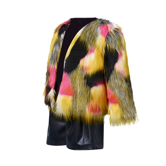 Zwiiyzr Girls Open Front Cardigan Faux Fur Coat Warm Fuzzy Trendy Winter Vintage Party Outerwear Jackets Tops 1-11 Years Red