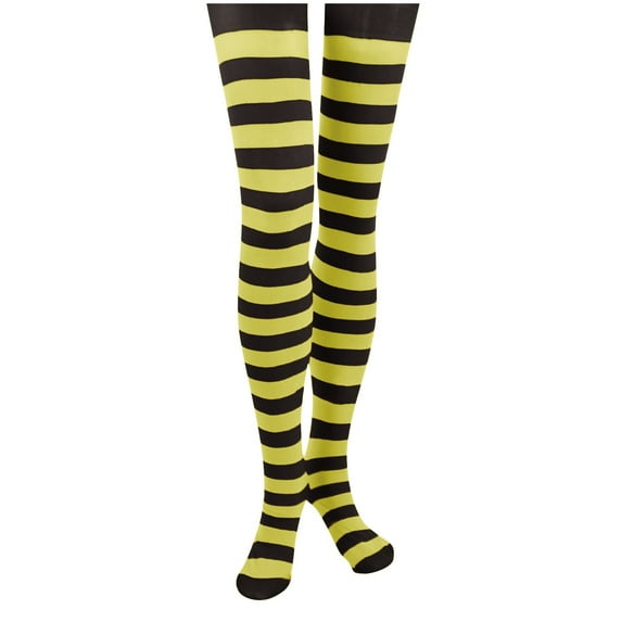 Zwiiyzr Girls Striped Tights Seamless Thick Cotton Cable Knit Leggings Stockings Kids Soft Pantyhose, 7-12 Years Yellow
