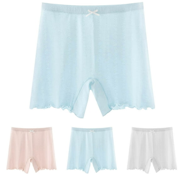 Zwiiyzr Girls Underwear Bike Shorts Dance Shorts Solid Color Breathable and Safe Under Dress for Playgrounds Sports 8-18Y Light Blue