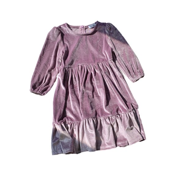 Zwiiyzr Girls Velvet Tiered Dress Ruffled Long Sleeve A-Line Party Elegant Dress for 2-11 Years