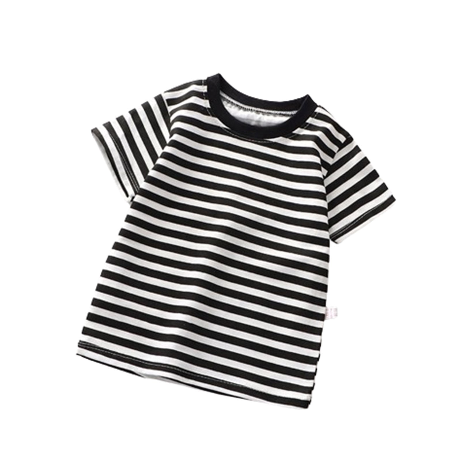 Zwiiyzr Girls and Boys Summer Striped Shirts Short Sleeve Graphic