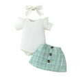 thumbnail image 1 of Zwiiyzr Infant Baby Girl Clothes Newborn Girl Outfit Short Sleeve Romper Skirt Set Cute Baby Clothes for Girls Summer Green, 1 of 9