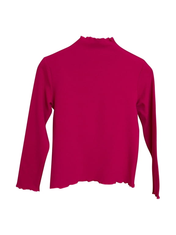 Kids Boy Girl Thermal Shirt Long Sleeve Undershirt 6M-10Y Casual Loose Solid Color High Neck Base Shirt Pullover Round Neck Top Hot Pink
