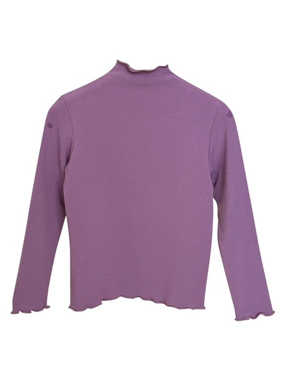 Kids Boy Girl Thermal Shirt Long Sleeve Undershirt 6M-10Y Casual Loose Solid Color High Neck Base Shirt Pullover Round Neck Top Purple