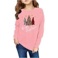 thumbnail image 1 of Zwiiyzr Kids Christmas Sweatshirt Long Sleeve T-Shirt Letter Printed Pullover Tops for Boys and Girls Crewneck Sweatshirt 1-12 Years Pink, 1 of 3