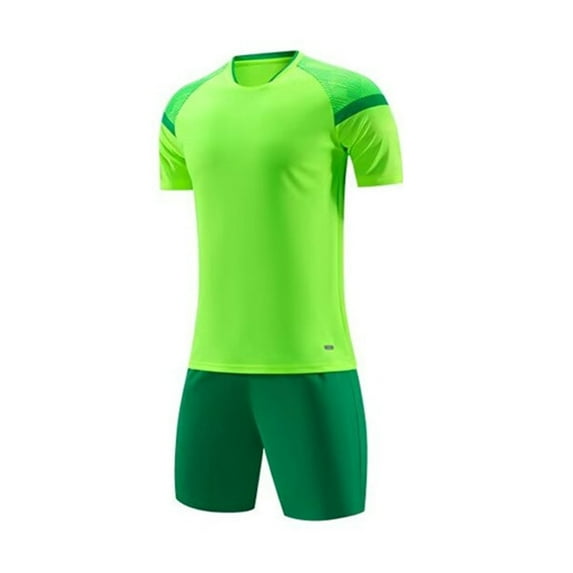 Zwiiyzr Kids Quick-Dry Sports Set (4-16Y) - Soccer Shirts & Elastic Shorts Breathable Sport Outfit for Boys & Girls Green