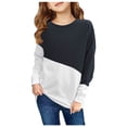 thumbnail image 1 of Zwiiyzr Kids Shirt Long Sleeved Color Block T-Shirt Round Neck Pullover Top for Boys and Girls Size 1-12 T-Shirts Black, 1 of 4