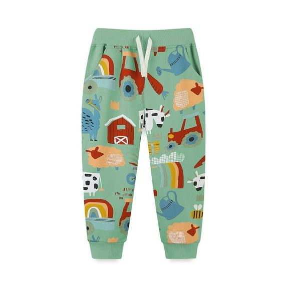 Zwiiyzr Kids Soft Cotton Dinosaur Sweatpants Casual Joggers Athletic Pants for Boys Or Girls (2-7Y) Green