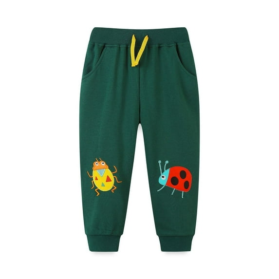 Zwiiyzr Kids Soft Cotton Dinosaur Sweatpants Casual Joggers Athletic Pants for Boys Or Girls (2-7Y) Olive Green