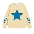 thumbnail image 1 of Zwiiyzr Kids Sweatshirt Long Sleeve T-Shirt Star Printed Pullover Tops for Boys and Girls Crewneck Sweatshirt 1-12 Years Beige, 1 of 4