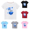 thumbnail image 1 of Zwiiyzr Kids Toddler Boys Girls Tee Shirts Trendy Cute Solid Color Round Neck Valentine'S Day Heart Print Short Sleeve Top for 3-10 Years Pink, 1 of 5