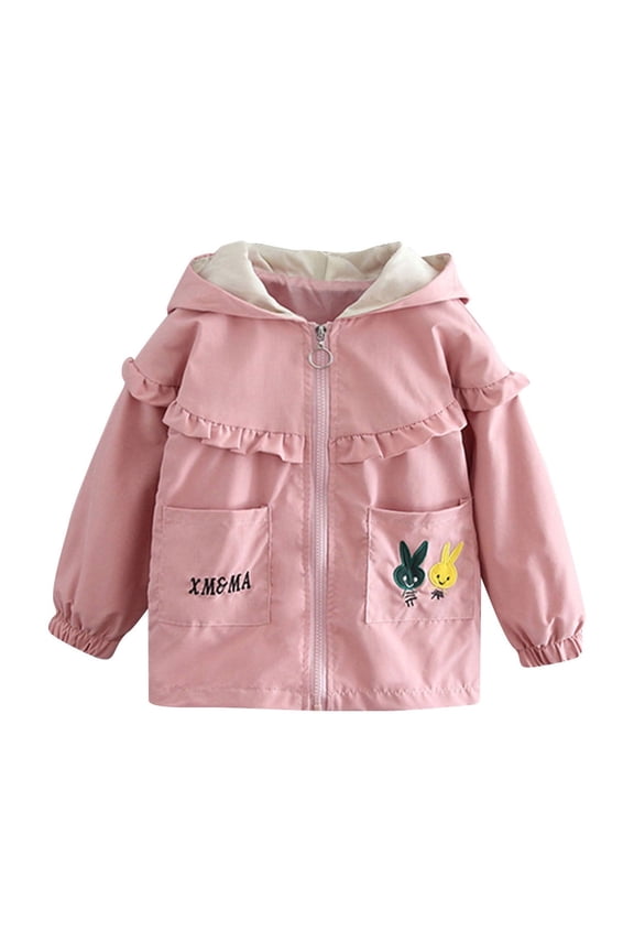 Lightweight Jacket for Girls Boys Kids & Toddler Waterproof Hooded Raincoats Windbreakers for Unisex Baby Clothes 3M-8Y Pink