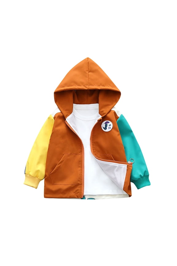 Lightweight Jacket for Girls Boys Kids & Toddler Waterproof Hooded Raincoats Windbreakers for Unisex Baby Clothes Brown