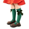 thumbnail image 1 of Zwiiyzr Little Girls Knee High Socks Kids Long Socks with Bow Ruffle Stocking for 3-12 Years Old Kids Girl Gifts for Christmas Green, 1 of 2